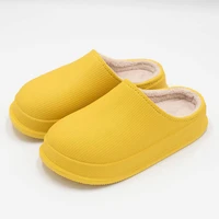 2020 waterproof winter cotton slippers female home household warm women shoes indoor out leather bread with moon cotton shoes
