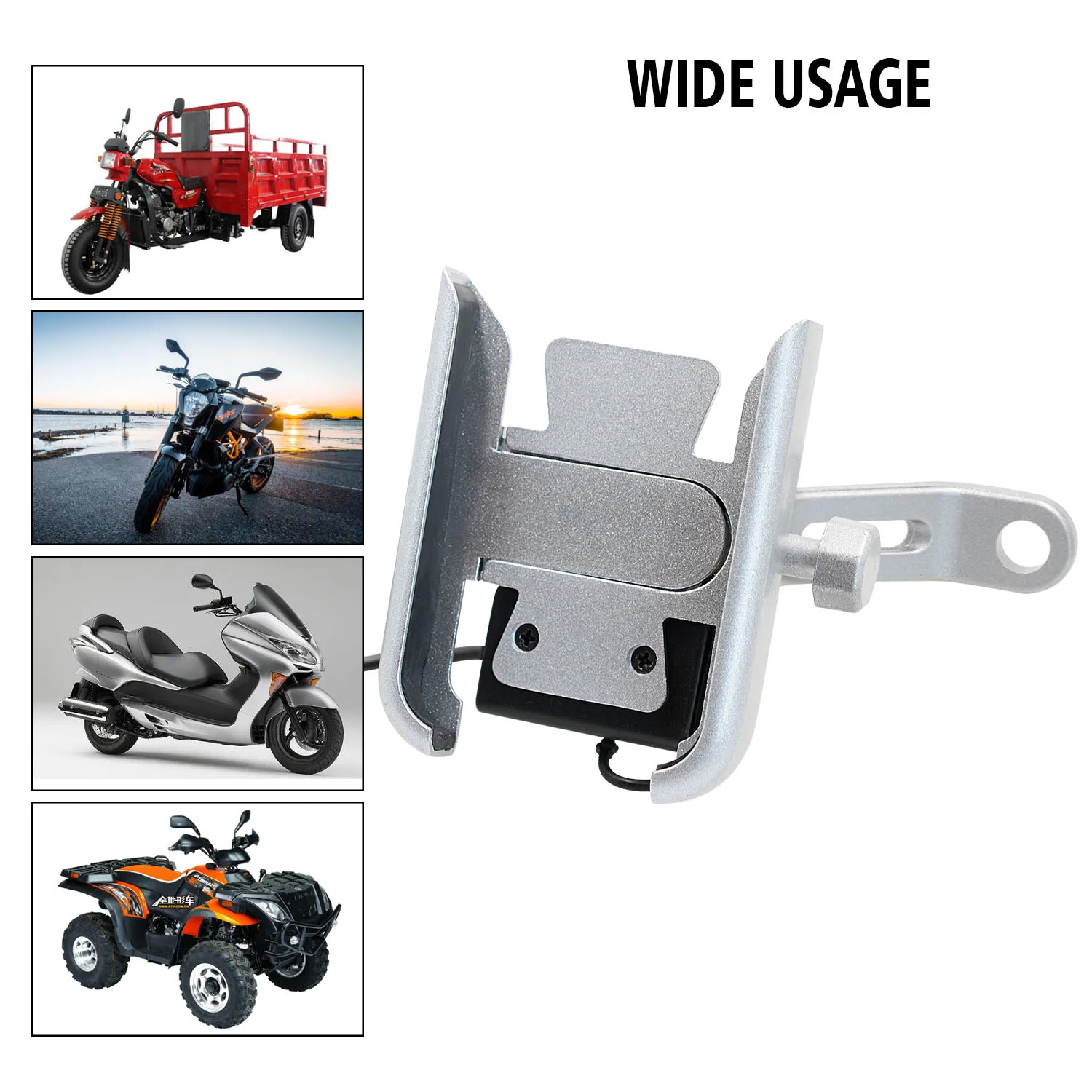 

Motorcycle Holder Car Aluminum Alloy Fast Charging Mobile Phone Bracket Firm Anti Shake 360 Rotation Mobile Phone Bracket