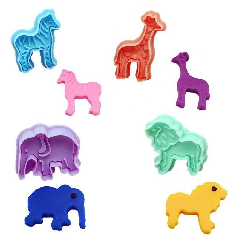 4pcs/Set Press-out Cookie Cutters Elephant Lion Zebra Giraffe Shape Bakeware DIY Biscuit Cake Mold Fondant Tools GH012 | Дом и сад