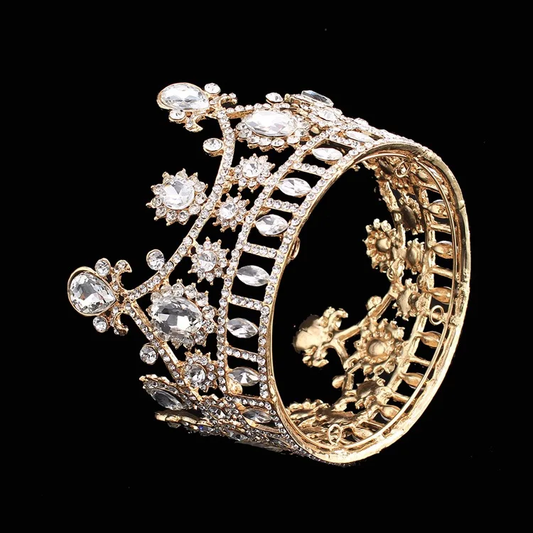 JaneVini 2020 роскошные золотые круглые Свадебные короны тиары принцесса горный