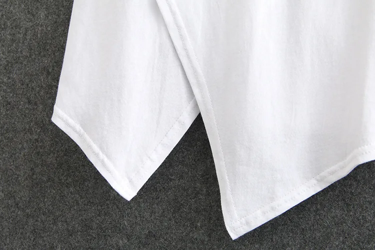 

Pleated Summer Tops Women Asymmetrical Short Sleeve T-shirts Black White O-neck Casual Plus Size Tops Cotton KKFY4707