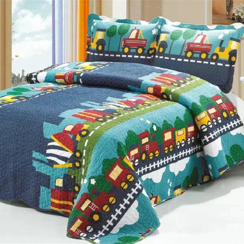 

Kids Patchwork Quilt Set 2/3pcs Cotton Bedspread on the Bed Quilted Blanket Cubrecam Bed Cover Coverlet Twin Girls Boys Bedding