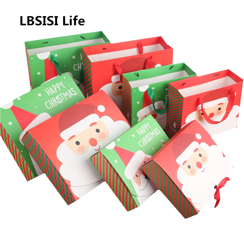 LBSISI Life Рождественская подарочная коробка бумажная Санта-Клаус Конфета в виде снеговика печенья звезды Рождественский мешок пакет коробки с лентой