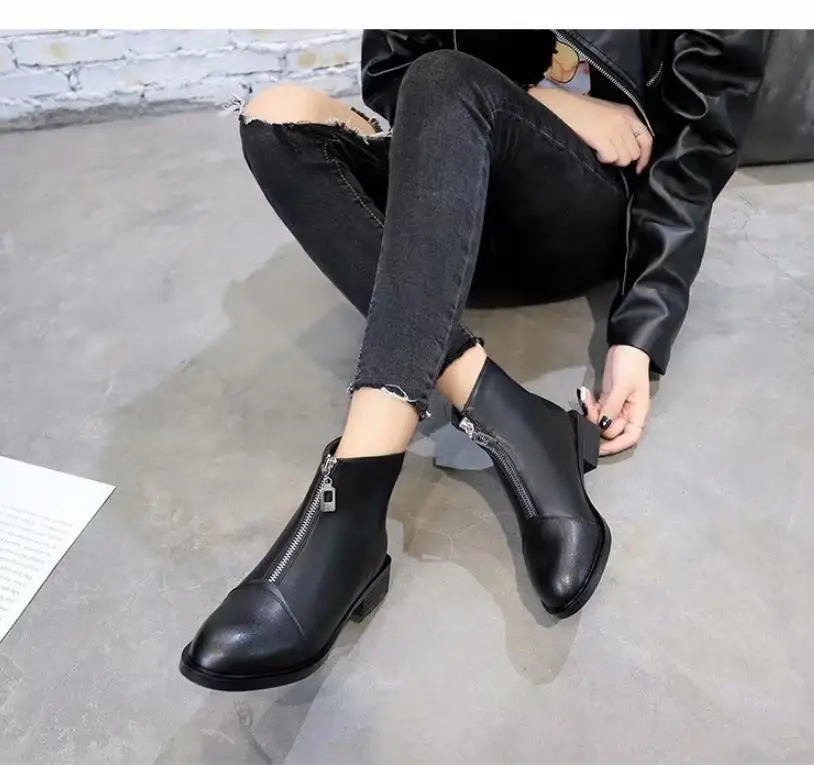 Женские ботинки Martin Сезон осень-зима Элегантные женские черные кожаные Очень