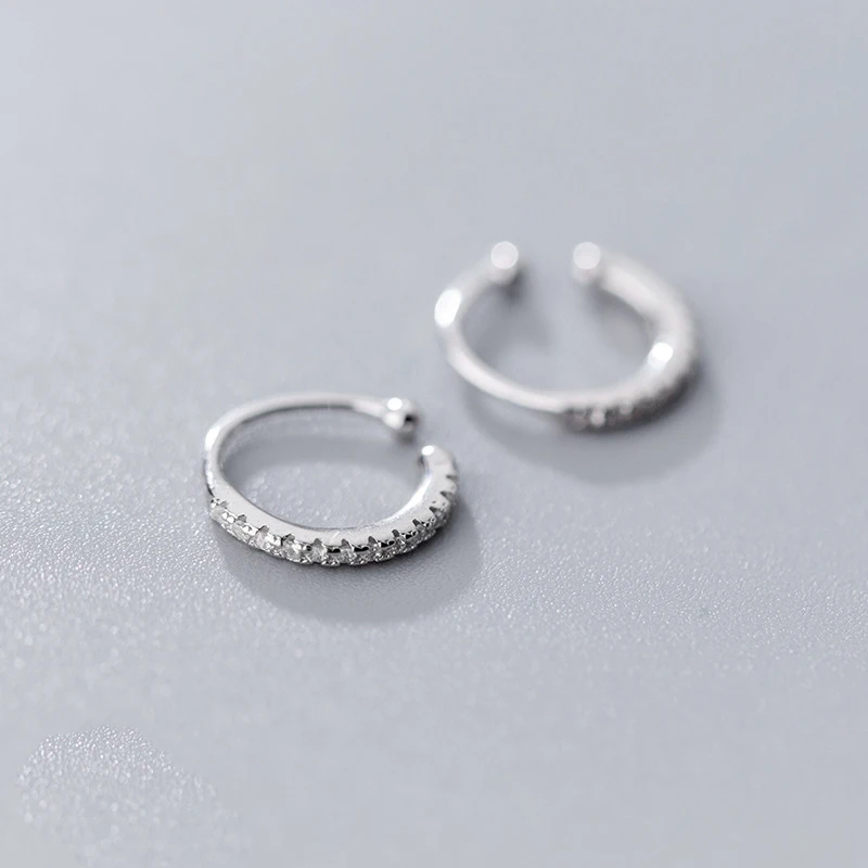 Silver ElfoPlataSi, серебро 925 пробы, сверкающие фианиты, серьги-манжеты на клипсах для женщин, серебро 925 пробы, ювелирные изделия, опт, ED225 - Окраска металла: Silver