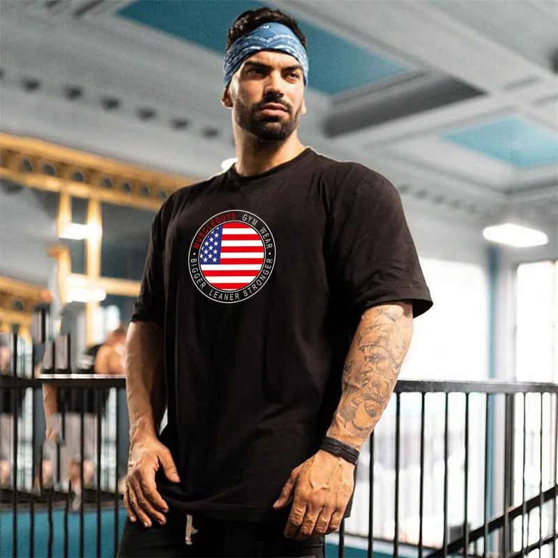 Muscleguys большие футболки с открытыми плечами топы короткими рукавами летняя новая