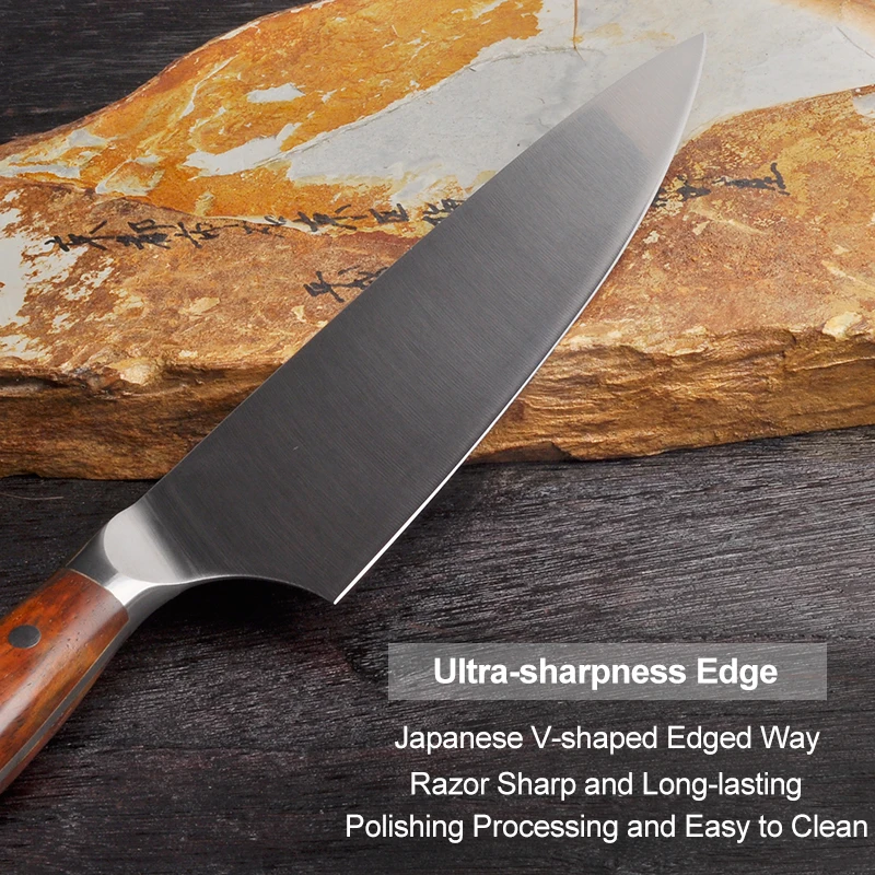 Chef Kitchen Knife Set Germany DIN 1.4116 Stainless Steel Super Sharp Gyuto Cleaver Paring Knives with Yellow Sandalwood 50-52 | Дом и сад