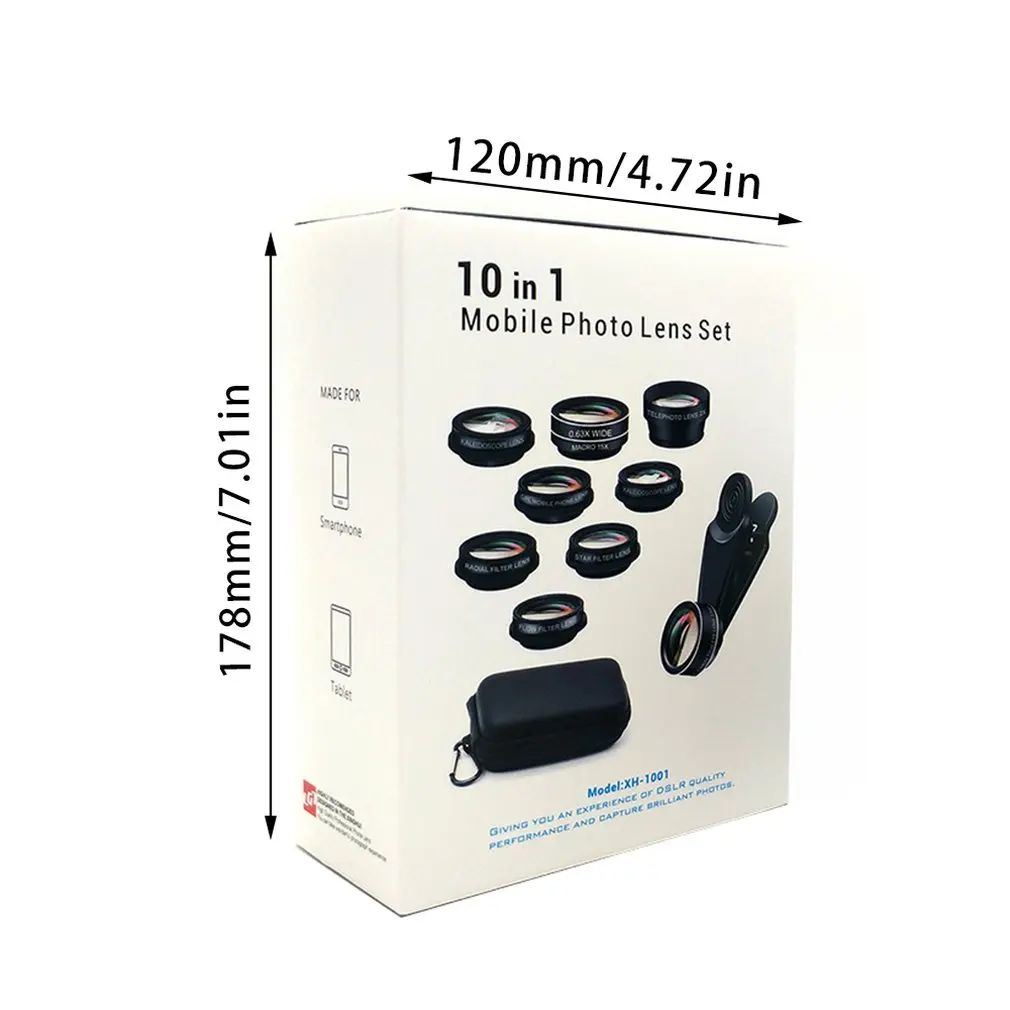Объектив рыбий глаз 10 в 1 широкоугольный макрообъектив зум для iphone 7 8 plus XS MAX X