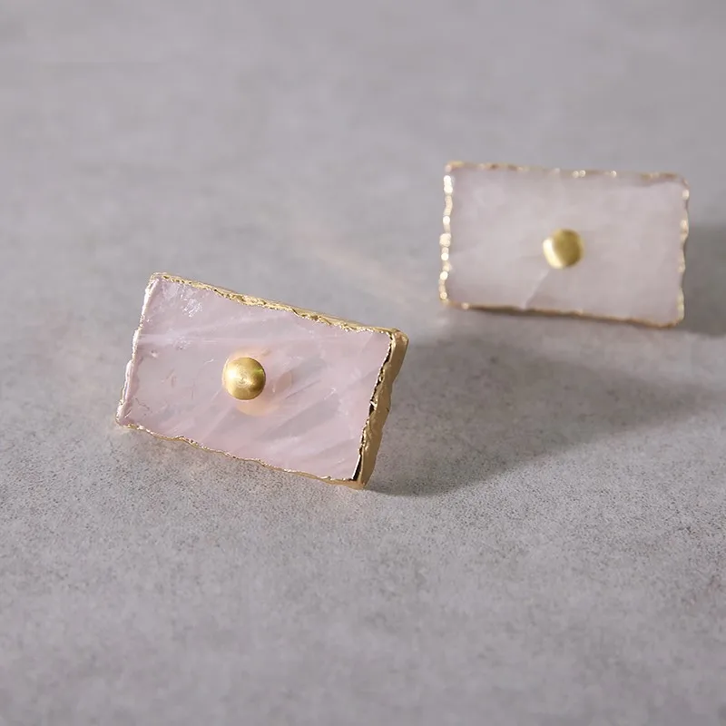 Высокое качество Мебельная ручка натуральный розовый кристалл ручки для шкафа