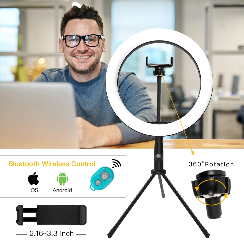6 &quot/10 дюймов кольцевая лампа для селфи светодиодный кольцевой светильник с