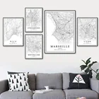 Карта Франции, Париж, Лион, Марсель, Монпелье, Ницца, Страсбург, Тулуза, плакаты, картины на холсте, принты, Декор для дома и интерьера