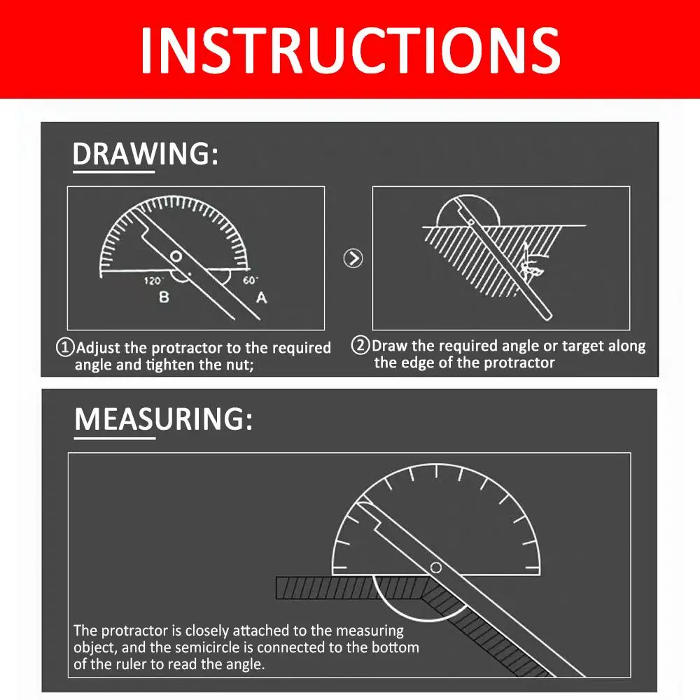 

Silver Ruler Multifunction Mini Durable Angle Ruler Protractor Measure Sturdy Practical