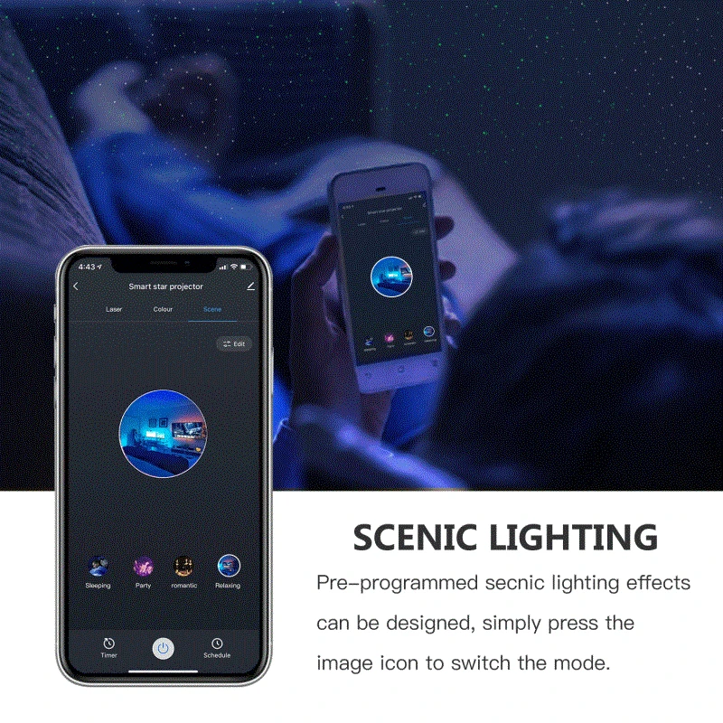 

Tuya APP Wireless Control Smart Star Projector With Colorful Laser Starry Sky Waving Night Light Led Colorful Work With Alexa