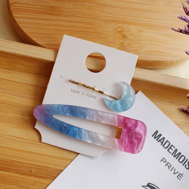 Корейские модные градиентные фиолетовые Звездные заколки для волос в форме