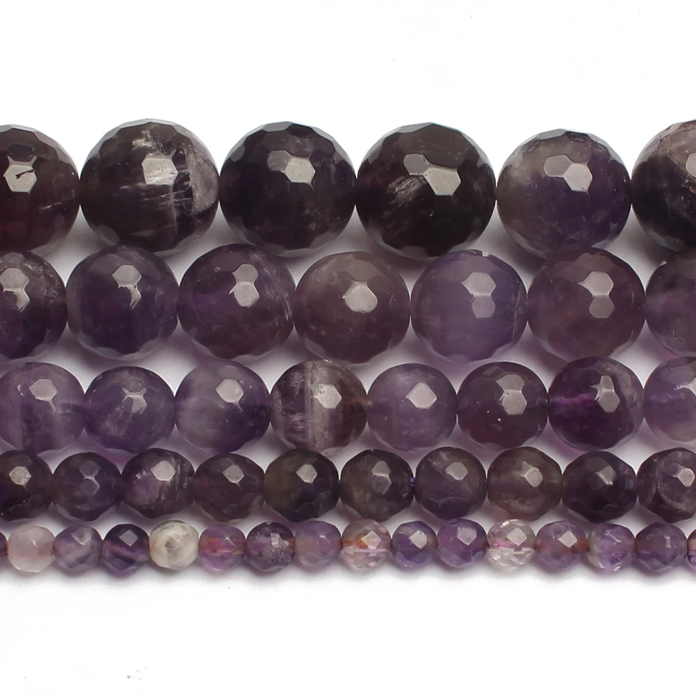 

Natural Stone Dark Purple Amethysts Agates Round Loose Spacer Beads for Jewelry Making Charm Bracelets Make DIY Strand 4-12mm