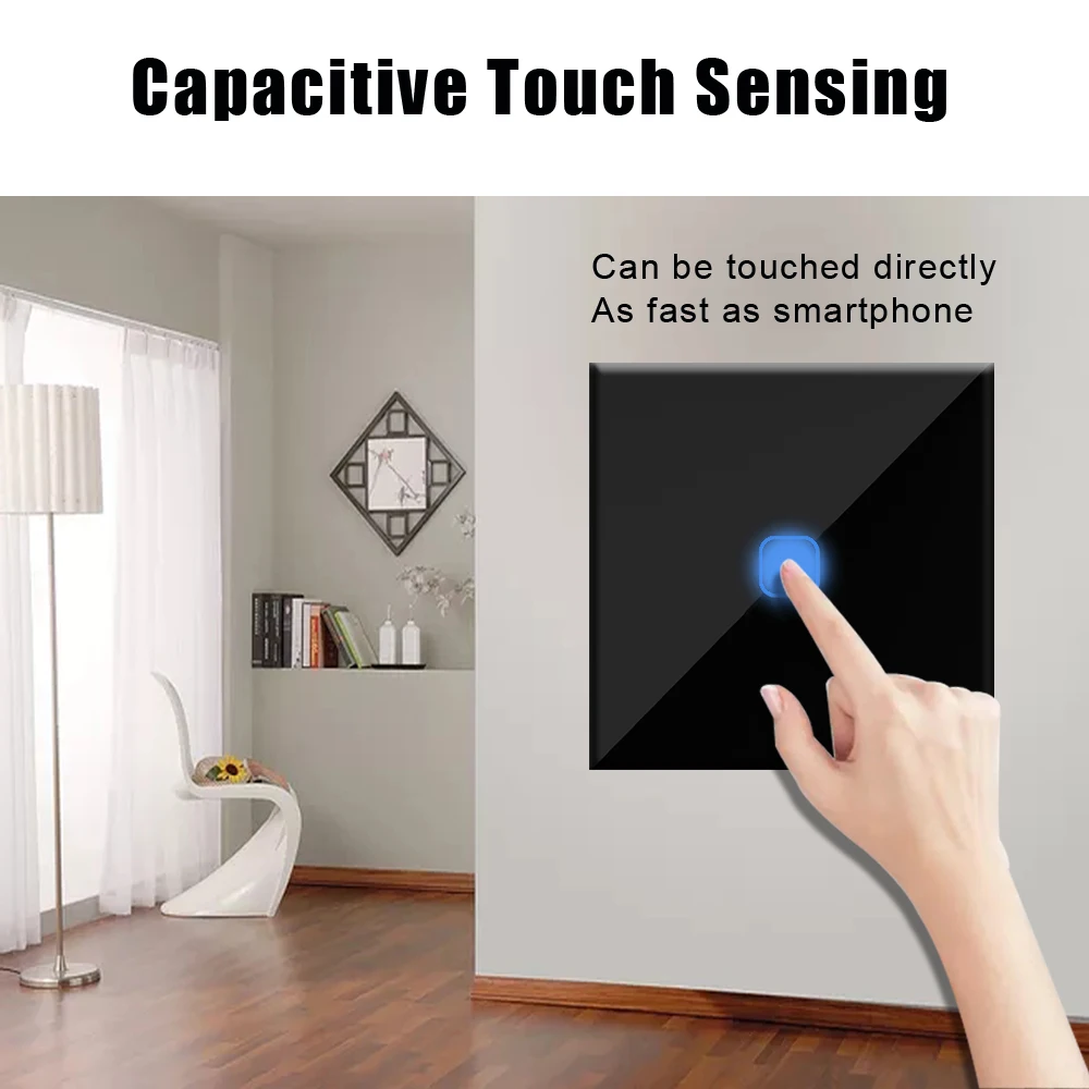 Сенсорный выключатель светодиодный стеклянный панель европейского стандарта 1 2