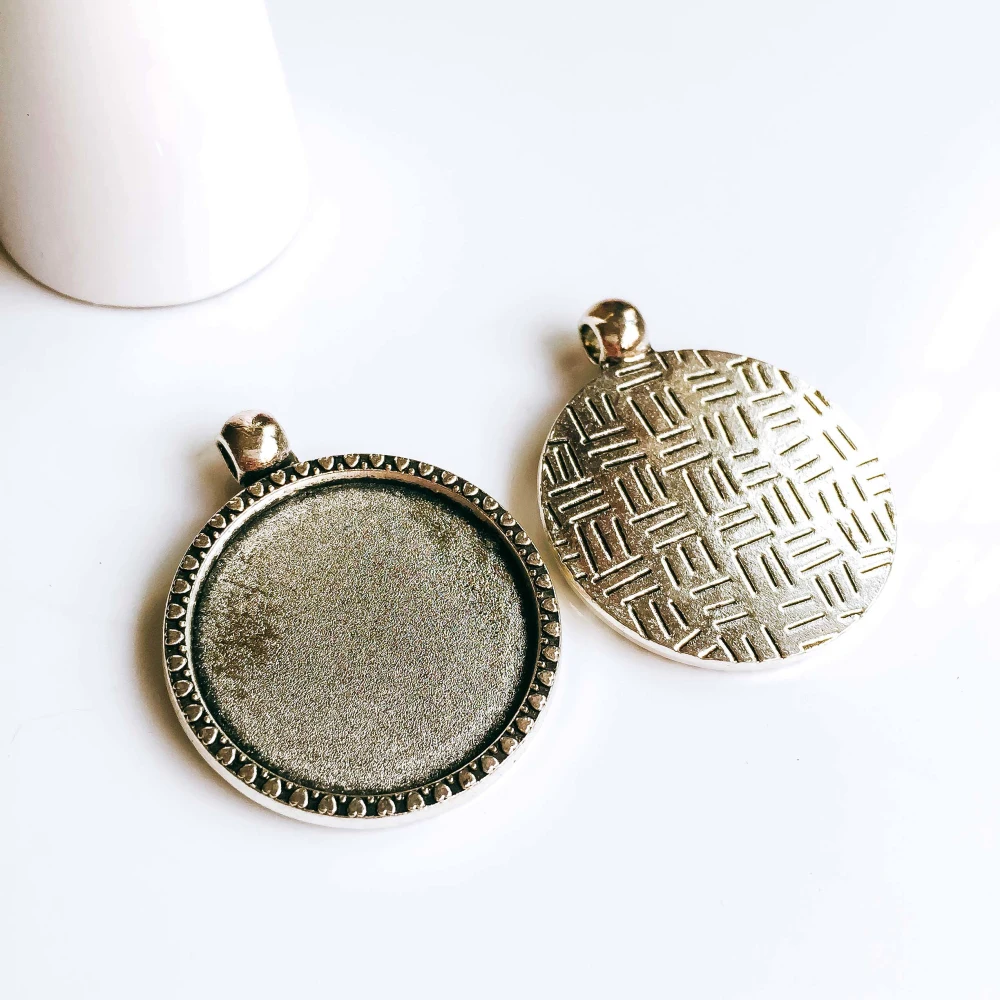 5 шт./лот 25 мм ожерелье с подвеской античная бронза серебро стекло Кабошон Пустые