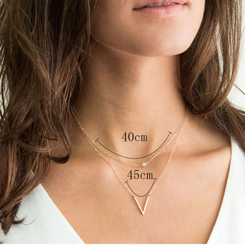 Двухслойное женское ожерелье ювелирные изделия золотой чокер с V-образным