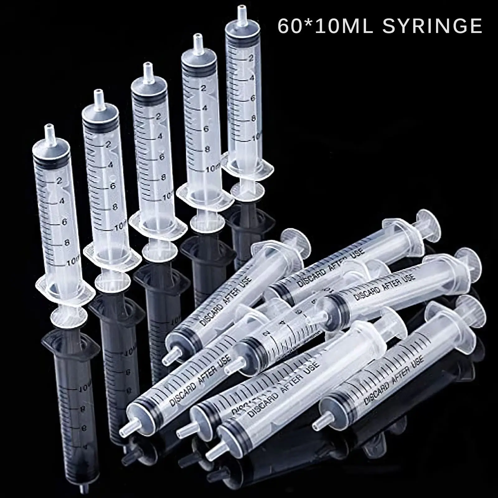 60 шт. 10 мл портативный шприц с коротким ртом ручным нажимом для измерения