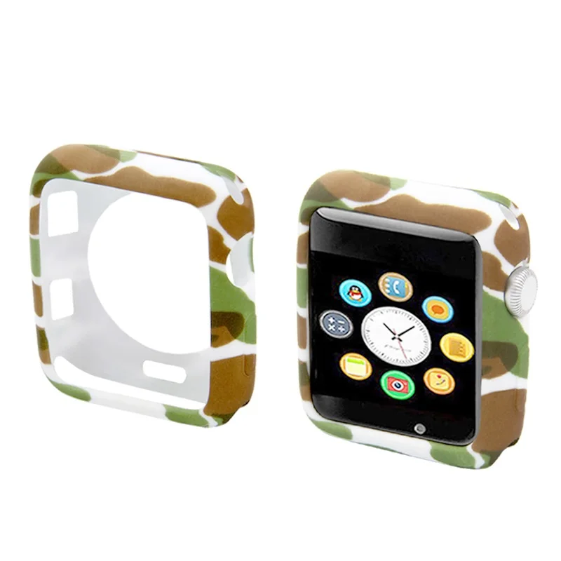 Green orange Камуфляжные часы Чехол для apple watch 3 2 1 чехол из мягкого ТПУ для наручных часов iwatch, 38, 42 мм, версия Бампер Защитный чехол рамка аксессуары для часов - Цвет: Green orange