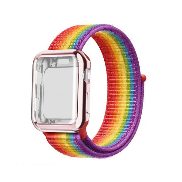 Pride Edition Ремешок для часов apple Watch band Спортивная петля correa apple watch 4 3 iwatch band 38 мм 42 мм 44/40 мм нейлоновый браслет+ чехол для часов - Цвет ремешка: Pride Edition