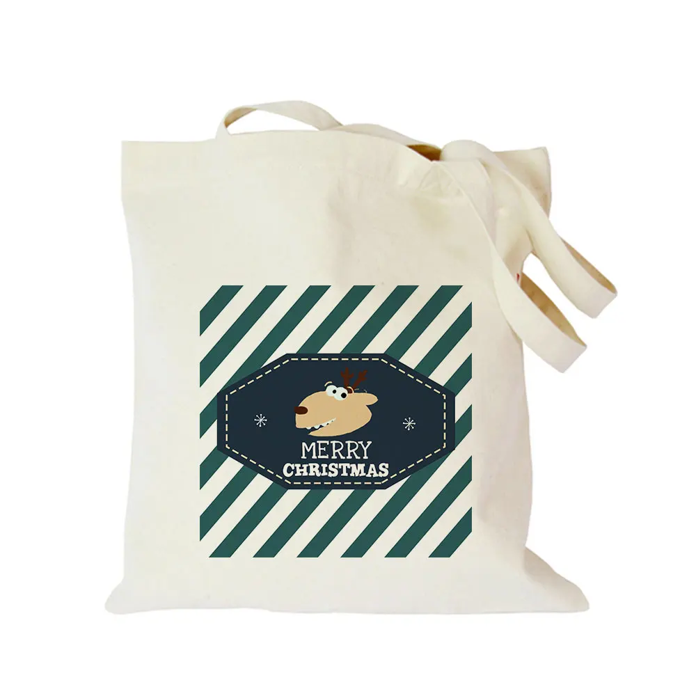Christmas bag 08 Заказная эко diy тканевая хозяйственная сумка, Рождественское украшение, складная многоразовая Холщовая Сумка-тоут с логотипом, креативный круглый принт, handabg - Цвет: Christmas bag 08