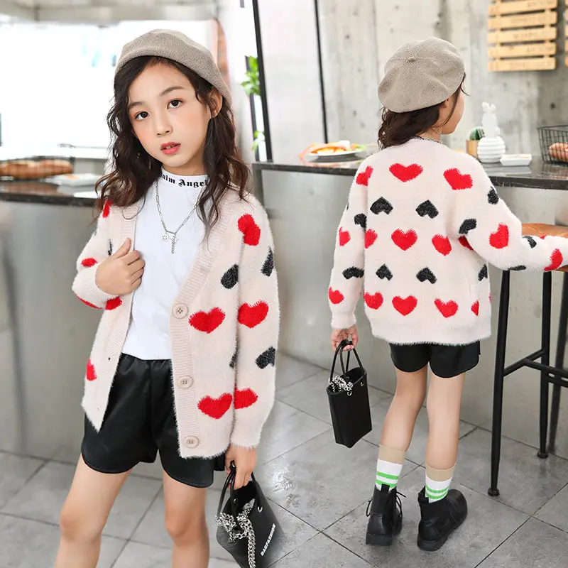 Кардиган в Корейском стиле для маленьких девочек Повседневный свитер с