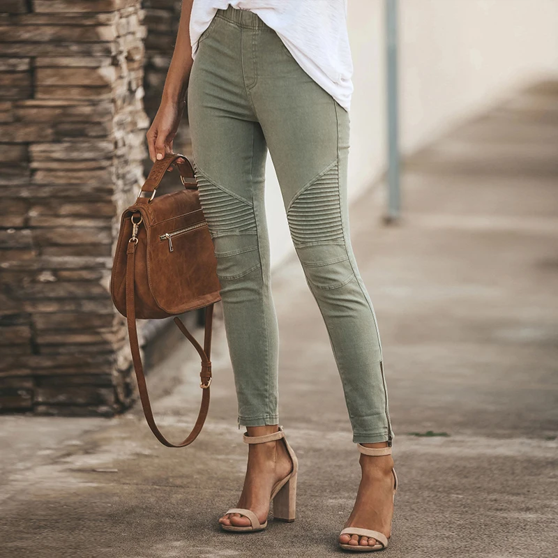 

5XL Fashion Solid Black Leopard Trousers Casual Sexy Tight-Fitting Ladies Stretch High-Waist Small Feet Zipper Pants SJ7507C