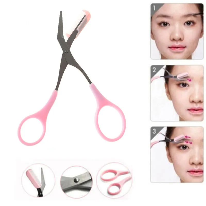 Лучшие продажи ножницы для стрижки бровей с расческой Свадебные модные удаление
