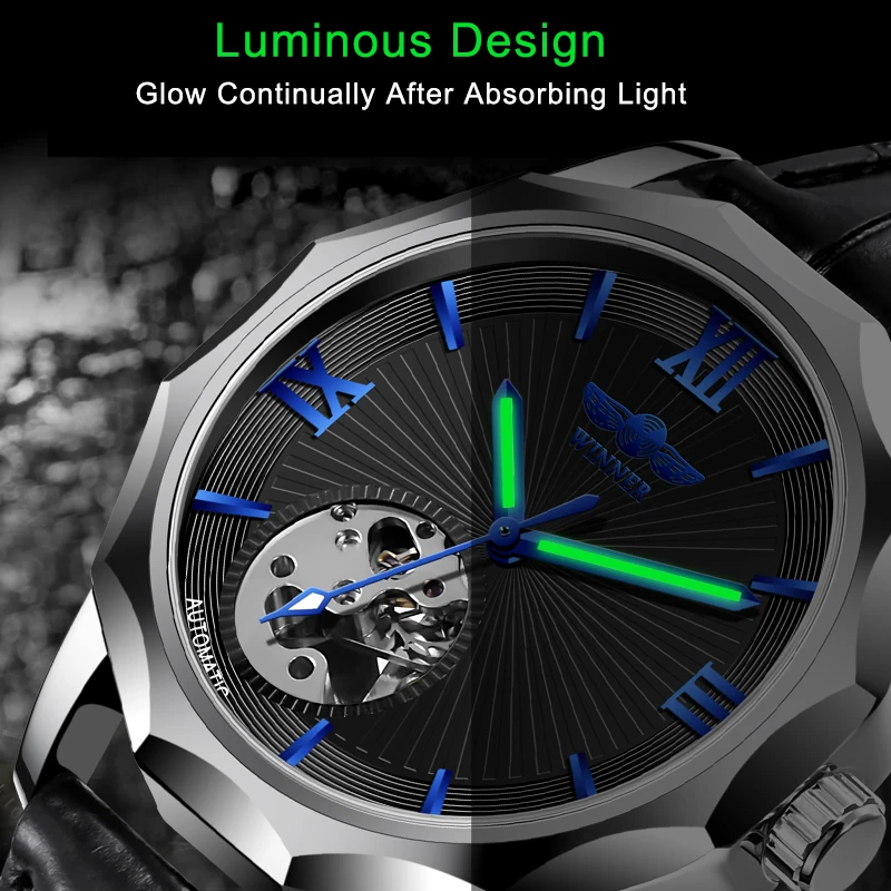 Часы скелетоны Winner Мужские механические брендовые Роскошные автоматические