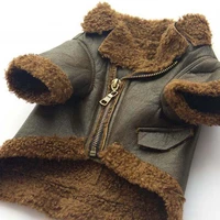 pet autumn winter warm accessories fashion clothing leather velvet outfits dogs thickened apparel coat with zipper dropship