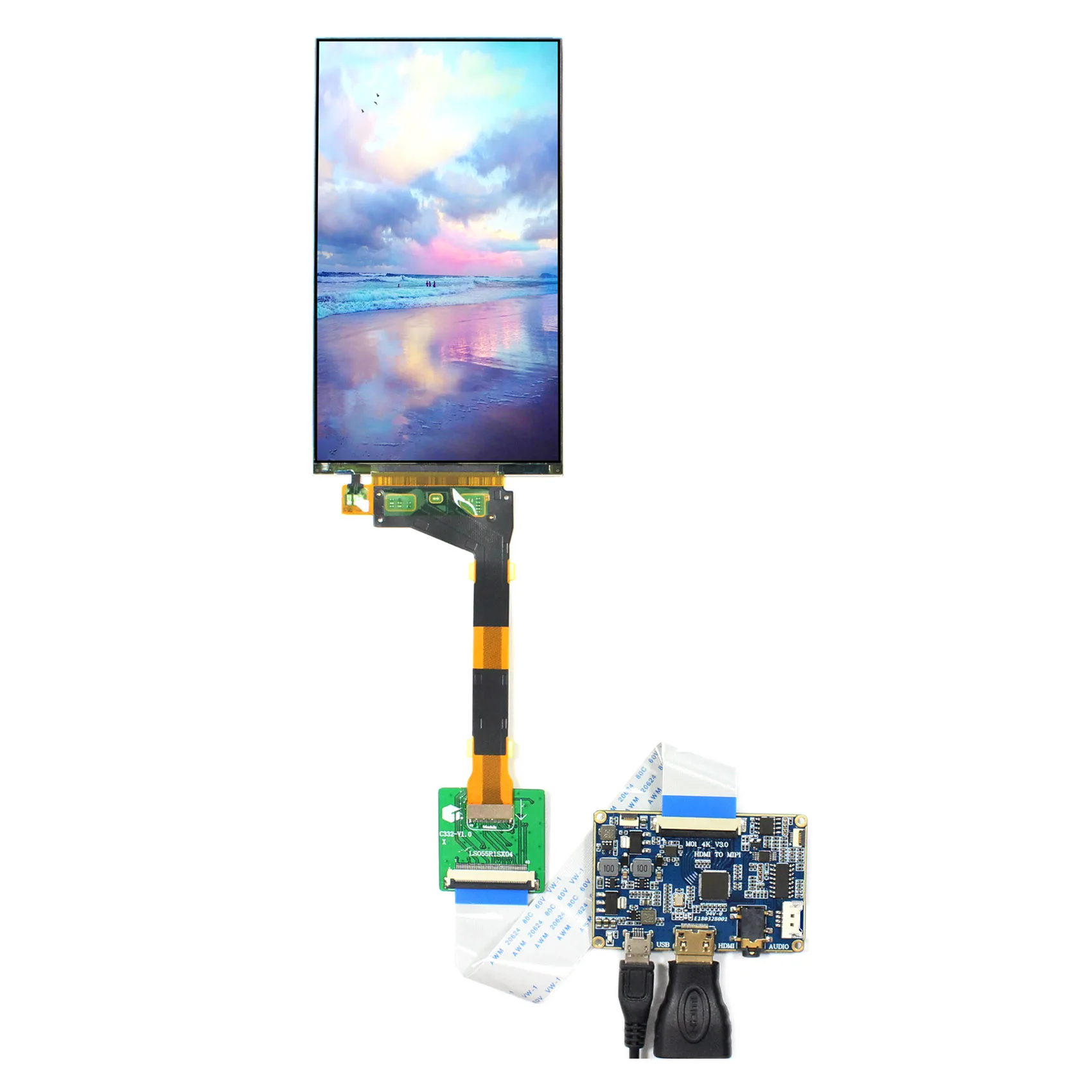 

5.5inch LS055R1SX04 5.5" 1440X2560 LCD Screen (Remove Backlight) with H DMI To Mipi LCD Controller Board