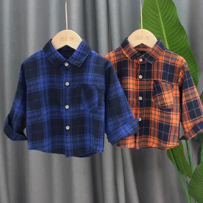 

Рубашка с длинным рукавом для мальчиков, Осенняя детская клетчатая рубашка в западном стиле, новая мягкая куртка для мальчиков на весну и ос...