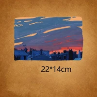 22x14cm fashion landscape iron on patches for diy heat transfer clothes t shirt thermal transfer stickers decoration printing
