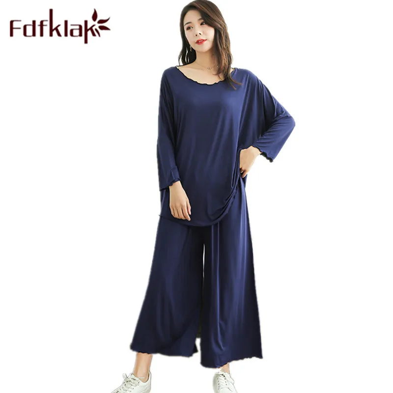 

Fdfklak XXL 3XL Large Size Womens Pajamas Sleepwear PJ Set Pijama Women 2020 Spring New Modal Loose Pyjama Femme Homewear