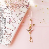 cute japanese cartoon magic wand keychain sweet angel wings pendant key chains car keys bag decor phone charms gifts for girl
