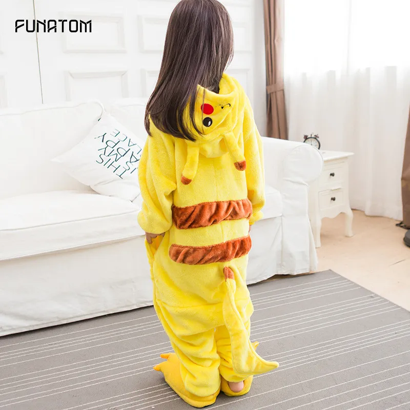 Child Pikachu Pajama Onesie Kid Boy Girl Winter Anime Overall Pyjama Onepiece Baby Warn Animal Sleepwear kengurumi | Тематическая