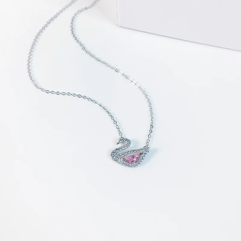 2019 новый тип серебряное и розовое золото ожерелье Лебедь инкрустированные