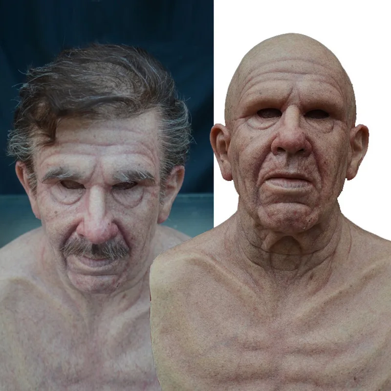 

Cosplay Halloween Old Man Mask Scary Full Head Latex Mask Horror Spoof Party Mask Old Woman Head Helmet Old Man Realistic Masks