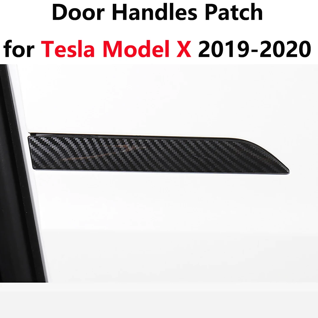 

4pcs Carbon fiber for Tesla Model X 2019-2020 Accessories Car Door Handles Patch Decoretion Plastic Cover