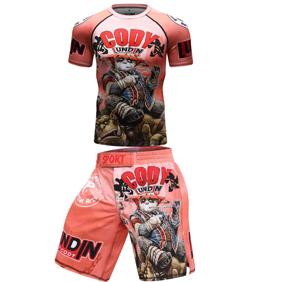 Комплект одежды для ММА компрессионные штаны из Джерси и с 3D принтом Rashguard Bjj