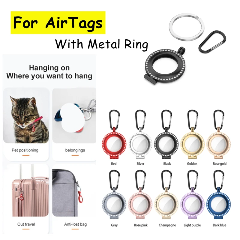 

For AirTags Metal Diamond-bordered Case Anti-lost Location Tracker Protector For Apple AirTags Accessories