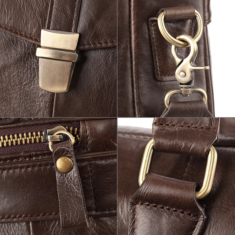 Мужской деловой портфель из натуральной кожи Офисная сумка с замком винтажная