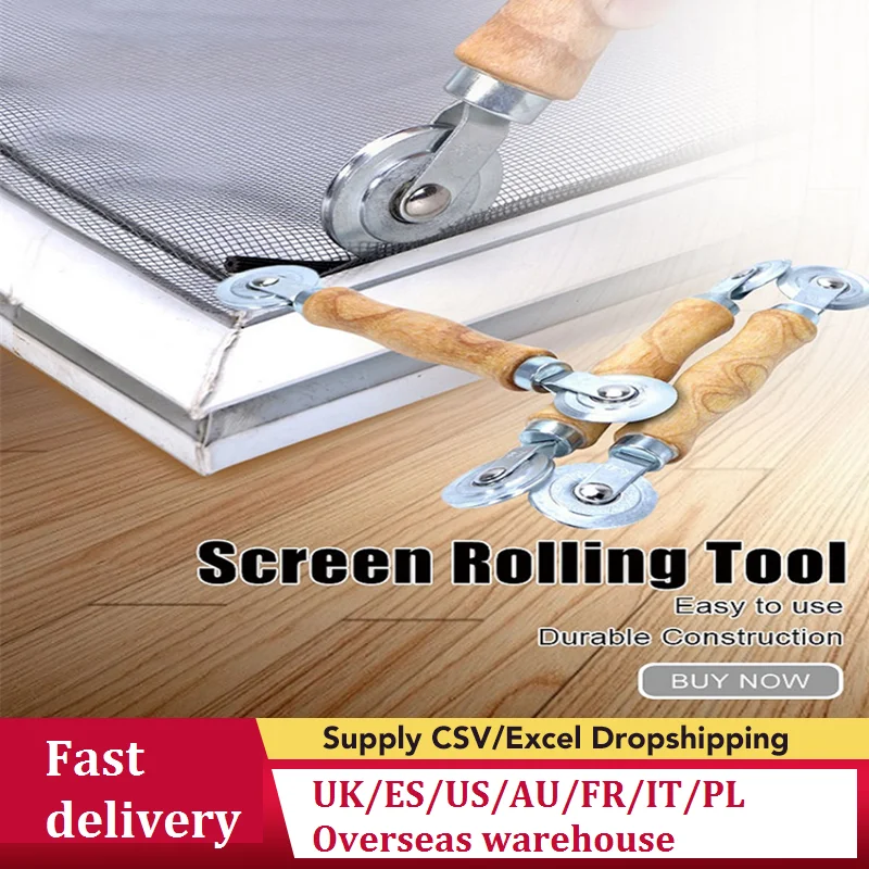 

Installing Window and Door Screen Spline Roller Tool Wooden handle Double-head pressure roller for Screen window