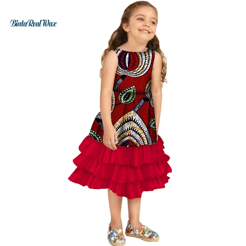 Милые многослойные платья с оборками для девочек Детские принтом в африканском