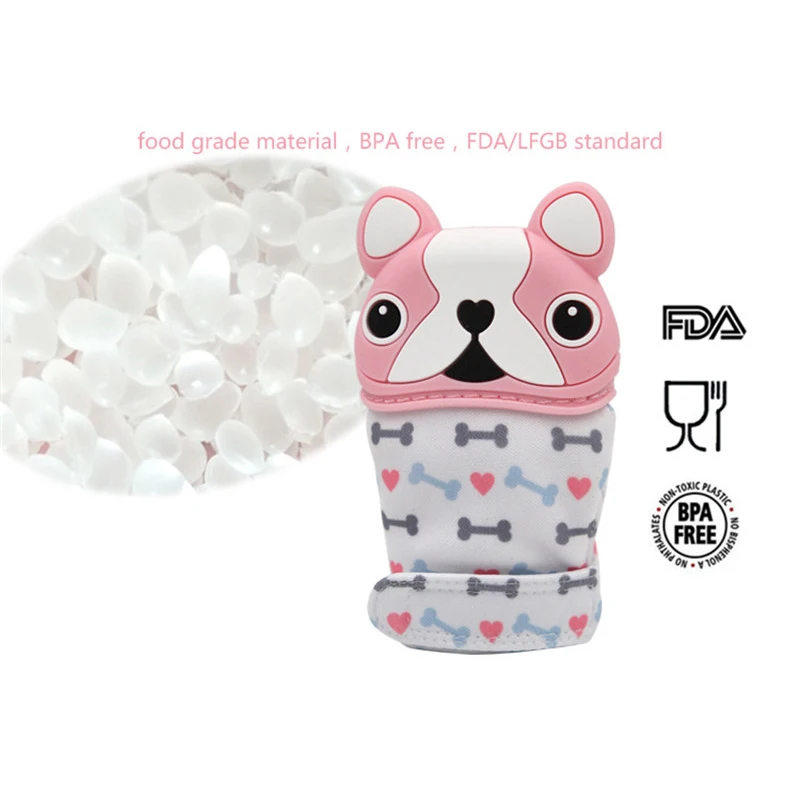 

Animal Dog Cartoon Teething Gloves Finger Baby baby teether Mittens Silicone toy baby Newborn Dental Care Sucking Sound Kids Toys