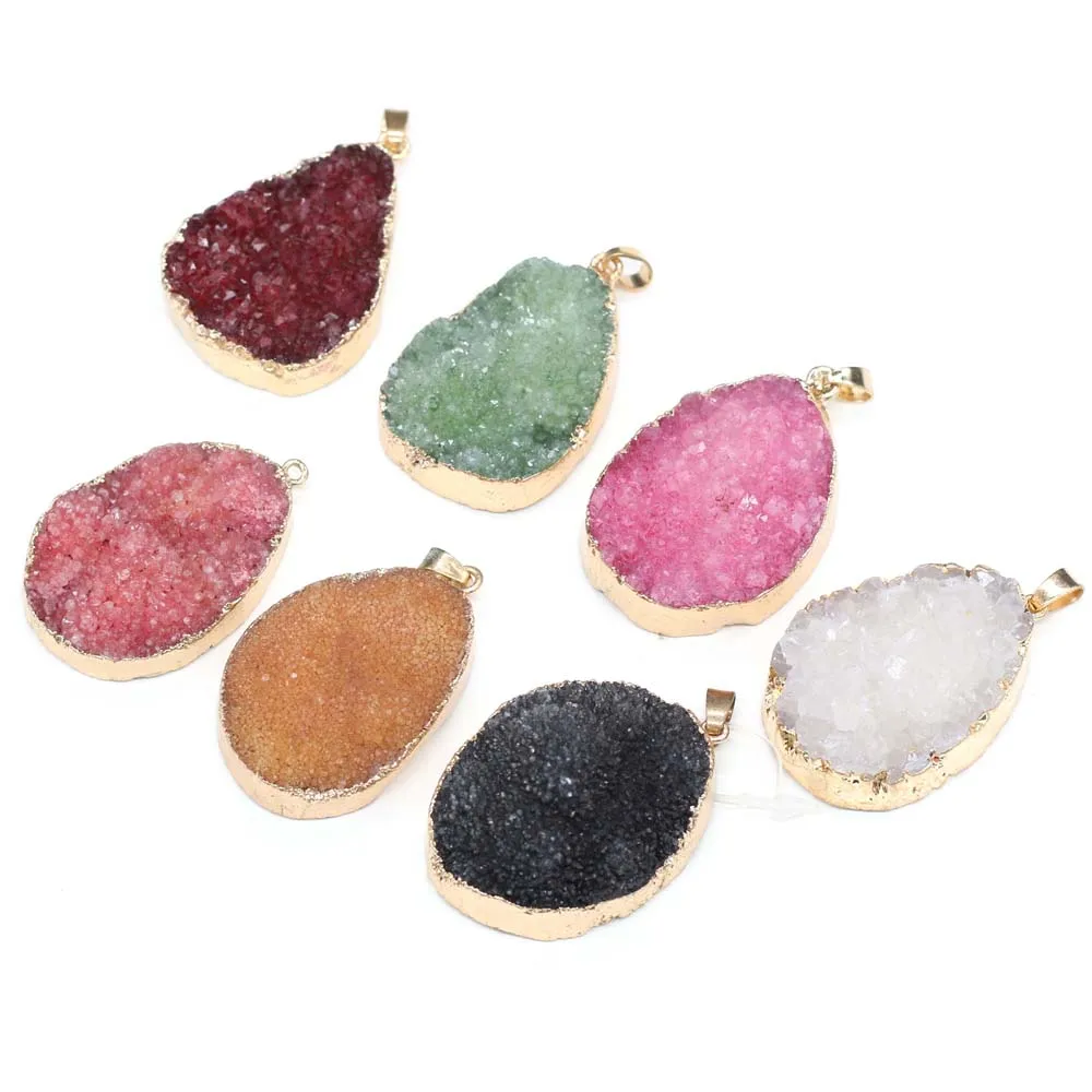 

Natural Agates Stone Pendants Exquisite Irregular Crystal Agates Stone Charms for Jewelry Making Women Necklace Bracelet Gift