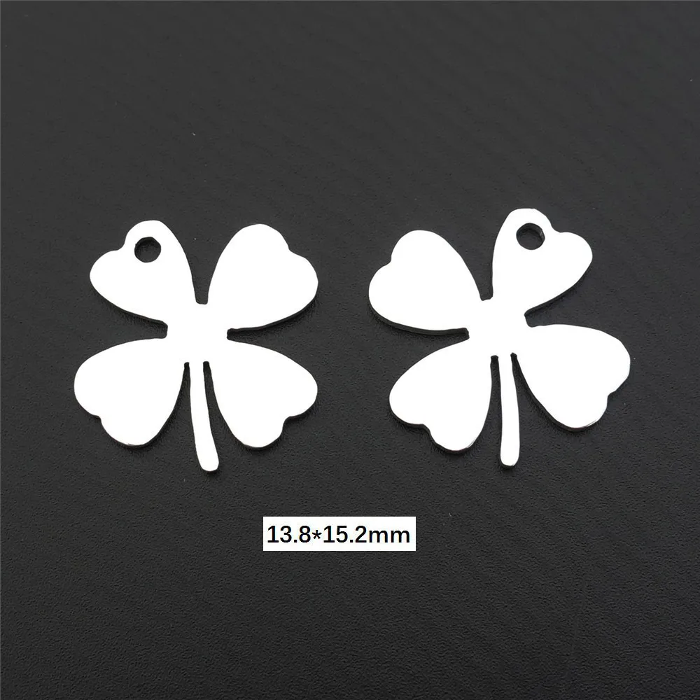 clover 16 Талисманы из нержавеющей стали Lucky Clover 4 листья цветы кулон Diy ювелирные изделия ожерелье серьги изготовление компоненты - Окраска металла: clover 16