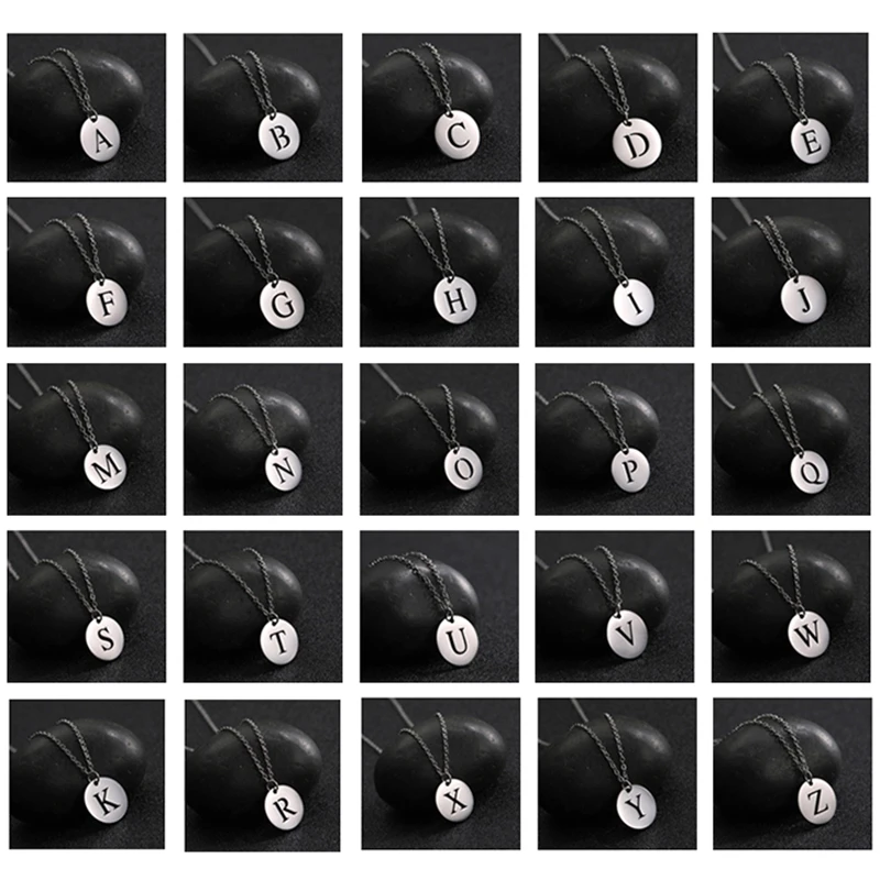 LIKGREAT 26 Алфавит Подвеска из нержавеющей стали золотого цвета круглое ожерелье