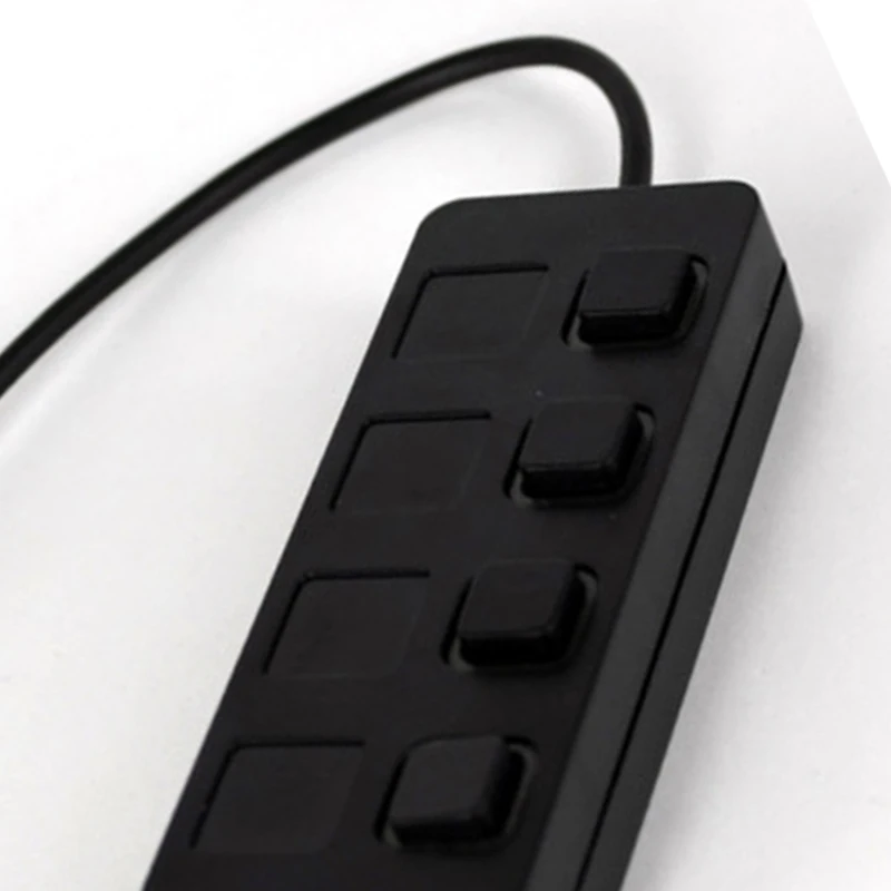 

4-Port USB 2.0 Hub with Individual LED Lit Power Switches, Hub USB Extension One for Four, Splitter Independent Switch
